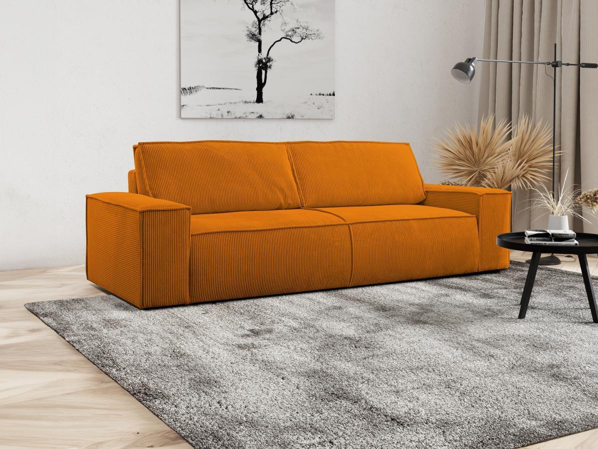 PASCAL MORABITO Schlafsofa 4-Sitzer - Cord - Hellorange - AMELIA  