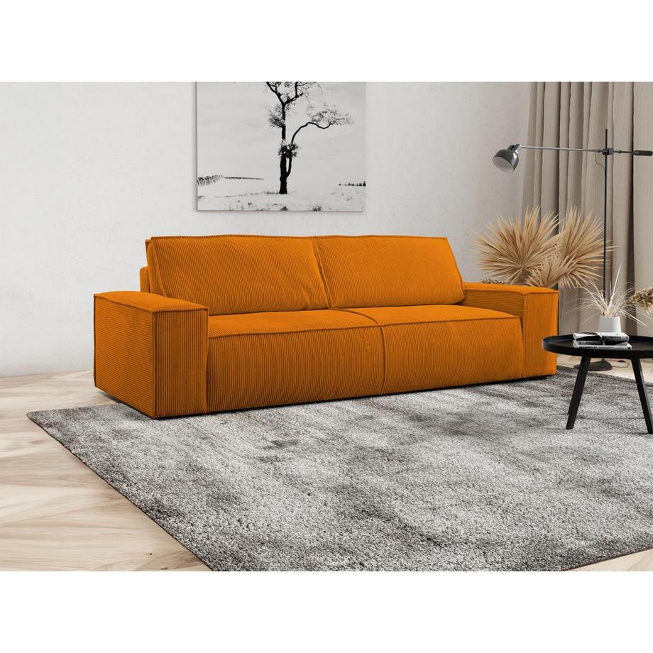 PASCAL MORABITO Schlafsofa 4-Sitzer - Cord - Hellorange - AMELIA  