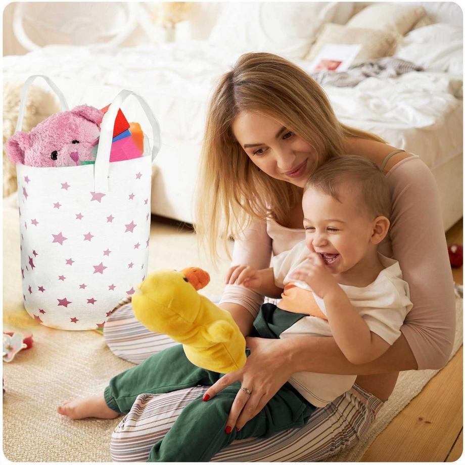 B2X Cestino portagiochi Nukido - Bianco con Stelle  