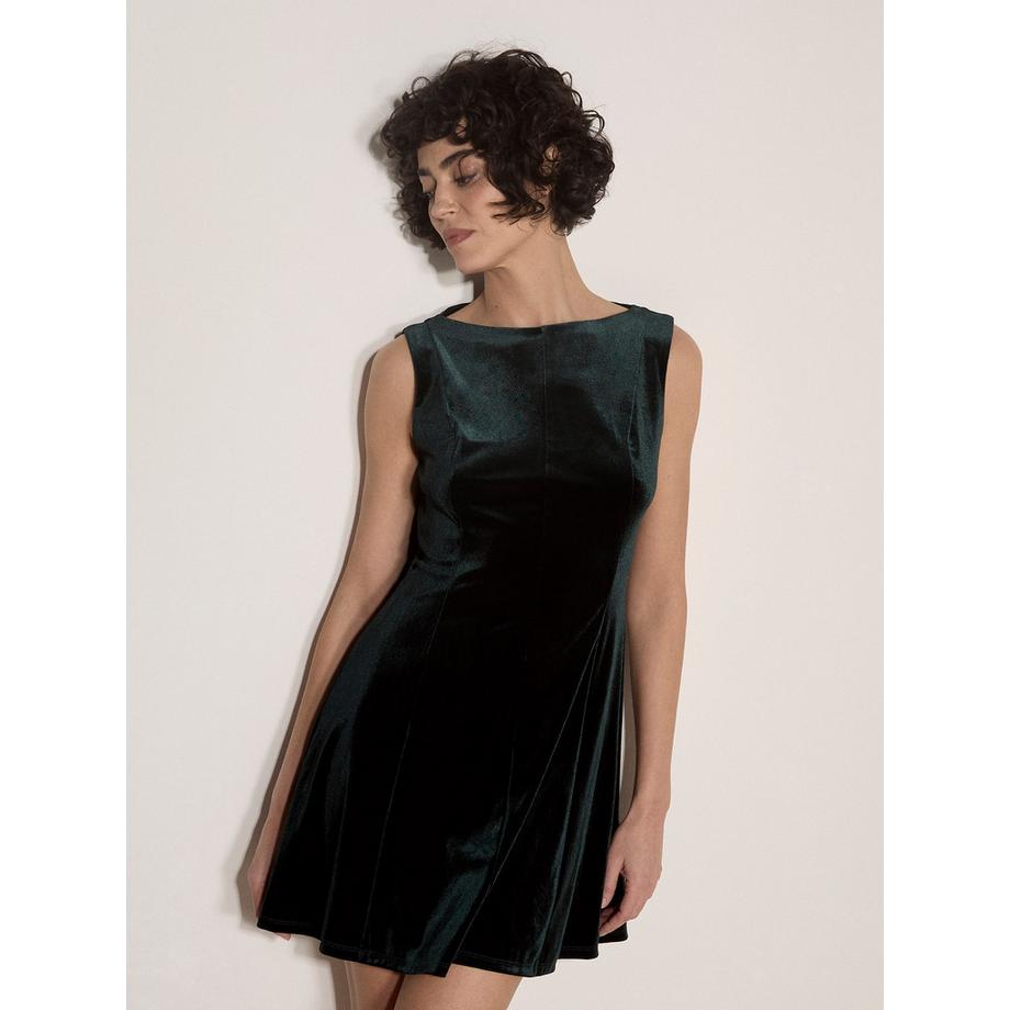 Mini-robe évasée en velours