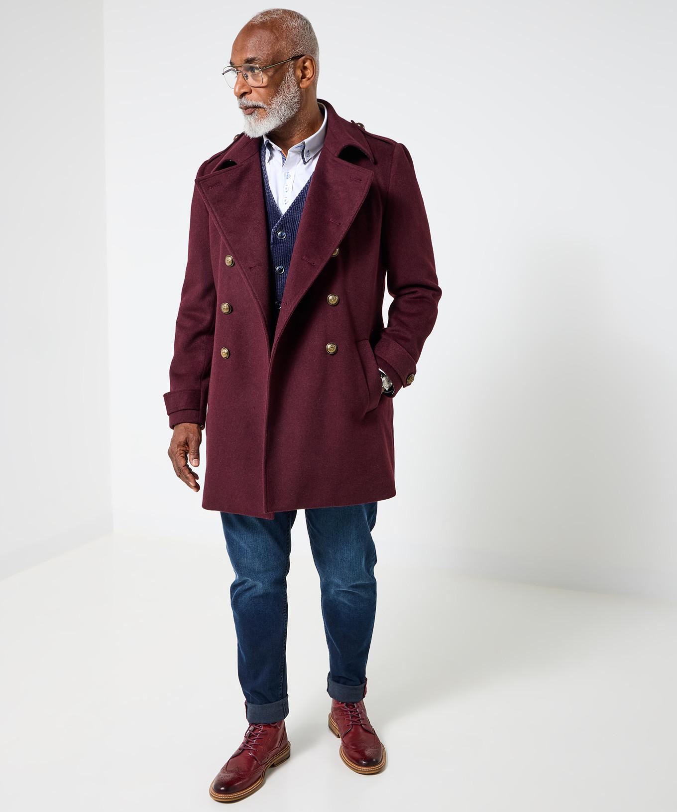 Joe Browns Zweireihiger Militärmantel mit Kontrastfutter  