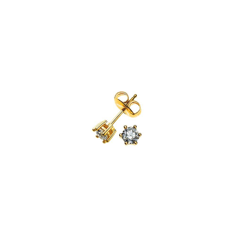 MUAU Schmuck  Solitär Ohrstecker 6-Griff-Fassung Gelbgold 750 Brillanten 0.20ct. 5mm 