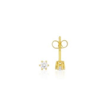 Clous d'oreilles solitaires 6 poignées en or jaune 750 diamants 0,20ct. 5mm