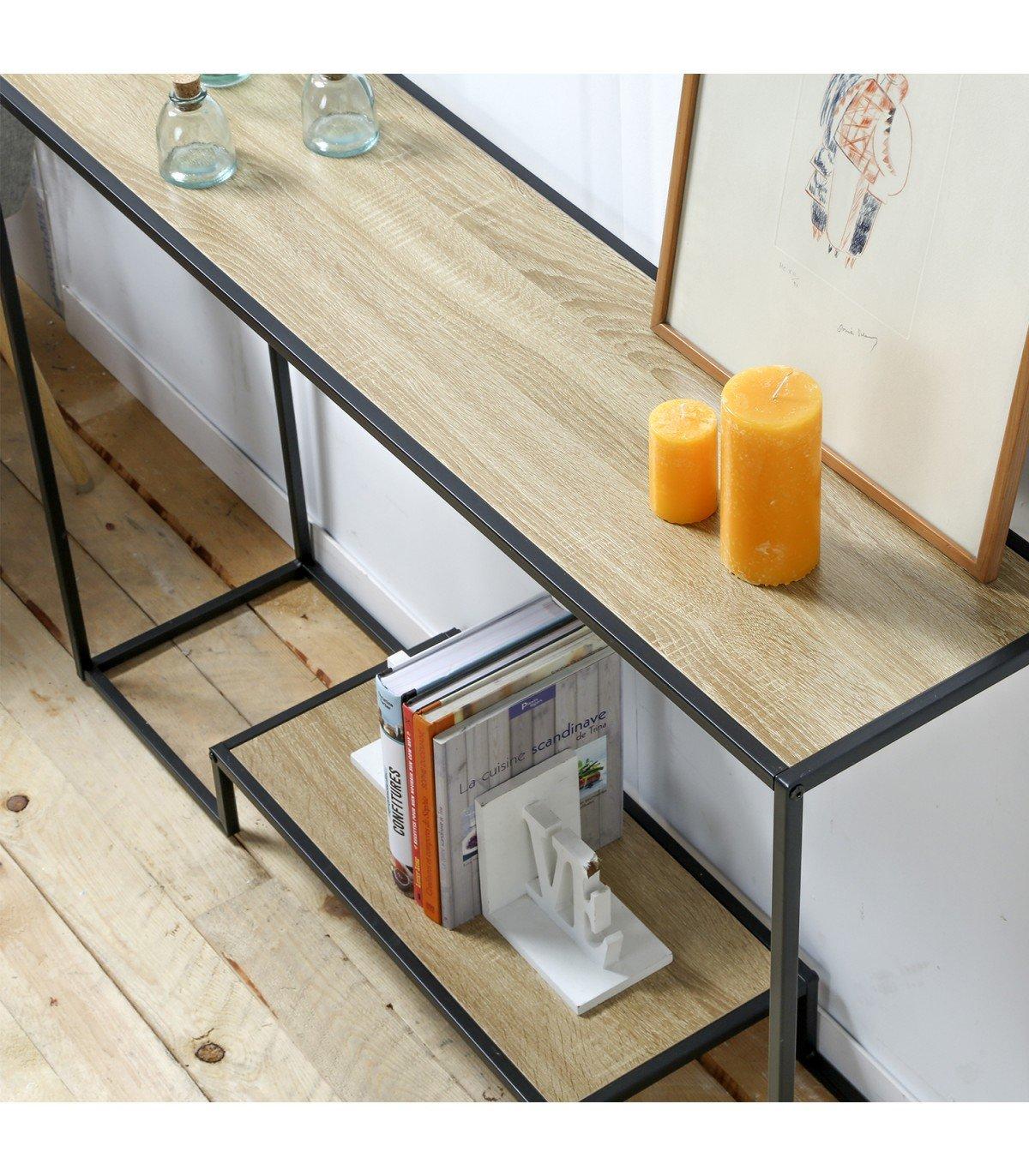 Casâme Console moderne 2 niveaux décor chêne  