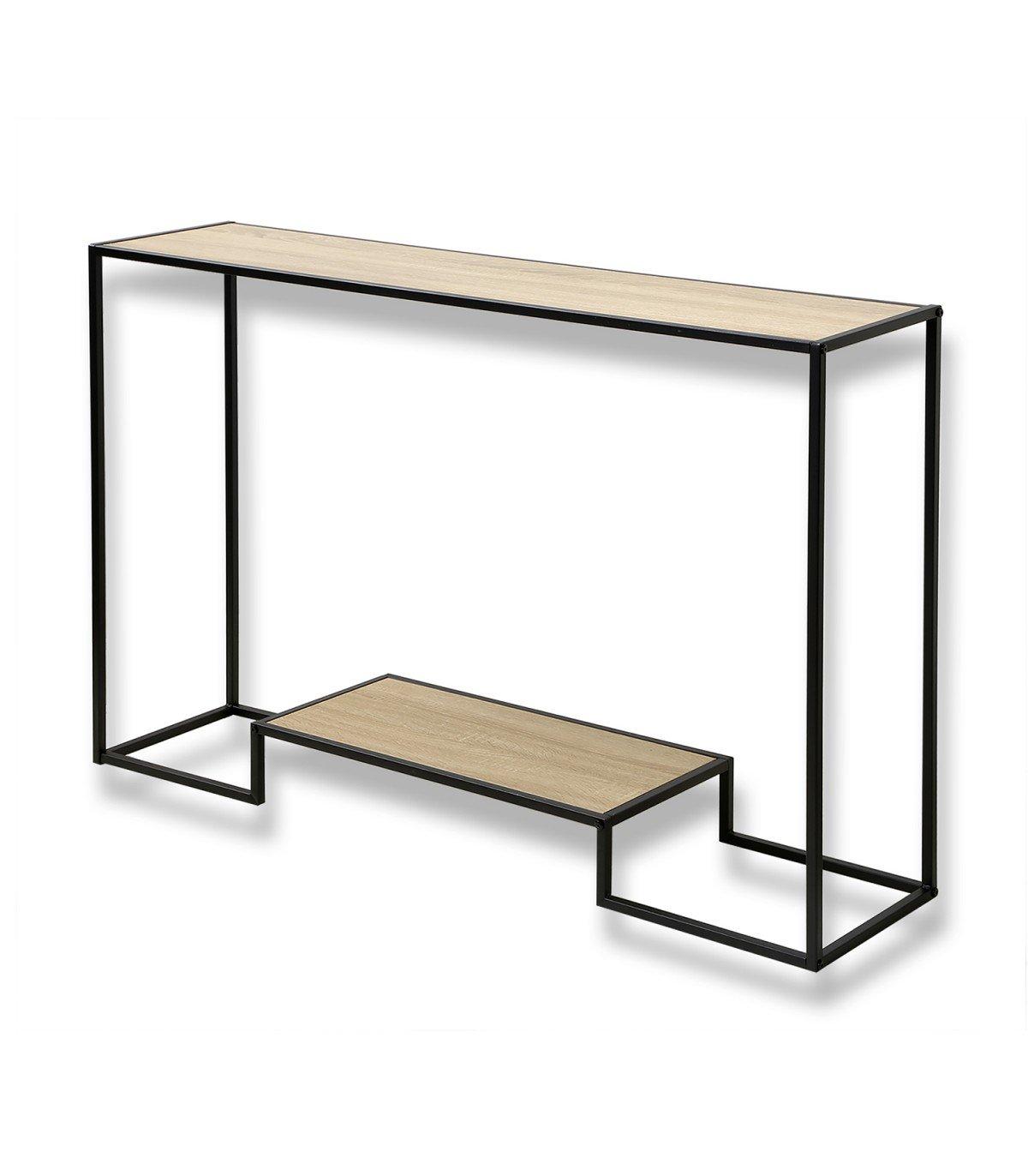 Calicosy Console moderne 2 niveaux décor chêne L120cm  