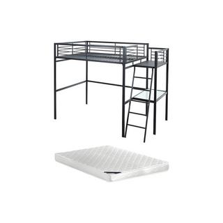 Vente-unique Letto a soppalco con spazio scrivania Antracite CASUAL II + materasso compreso  