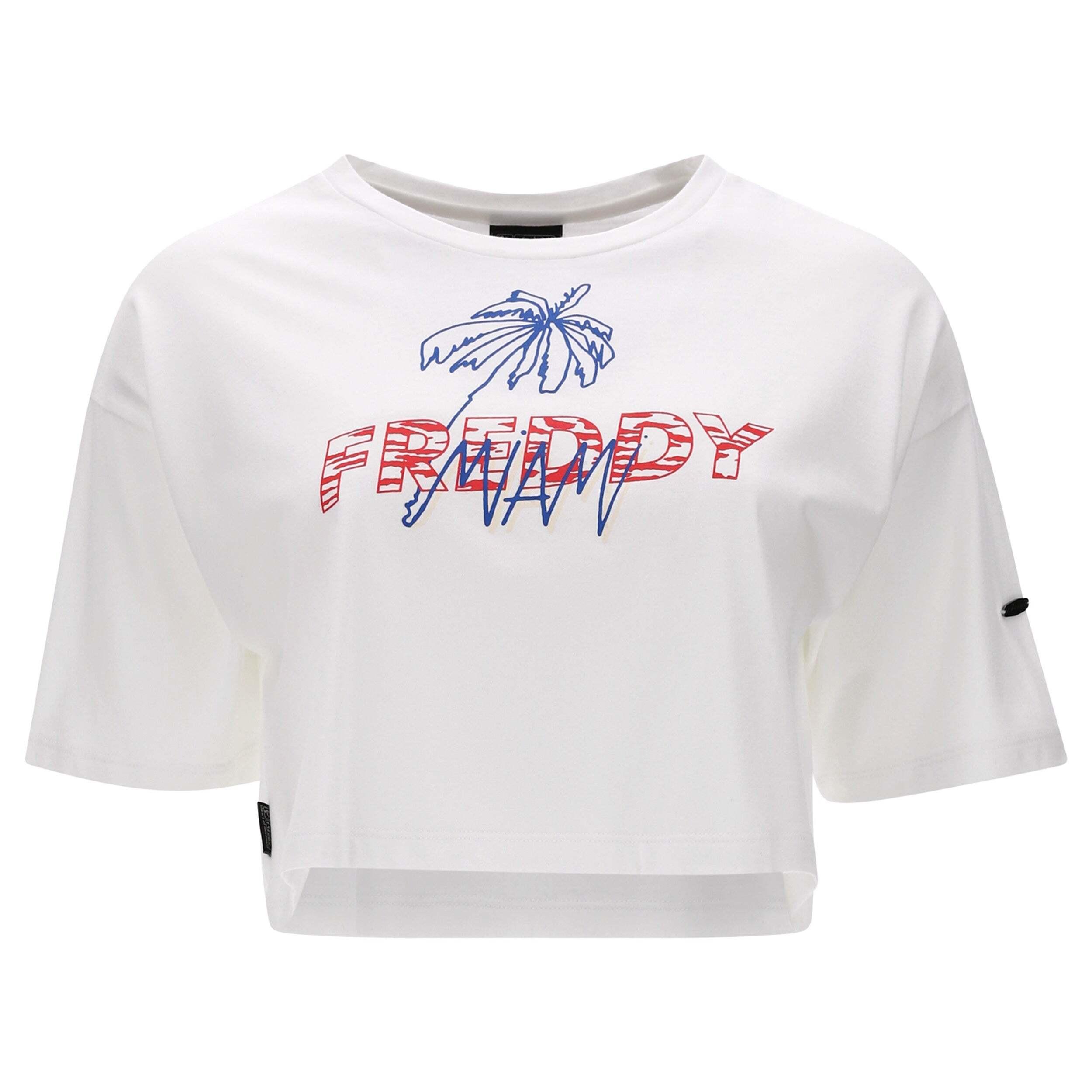 FREDDY T-Shirt Corta Maniche Corte con Stampa Palma  