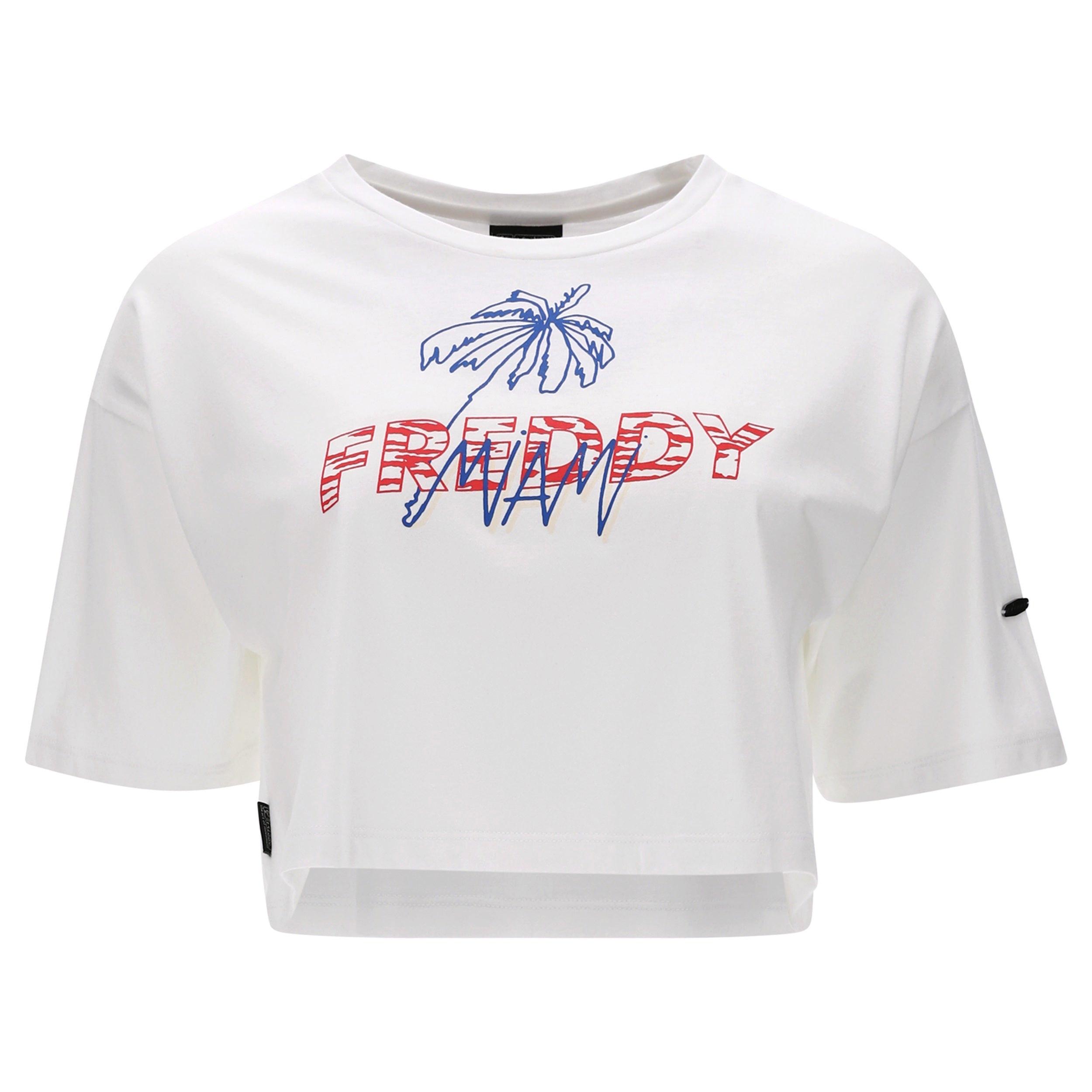 FREDDY T-Shirt Corta Maniche Corte con Stampa Palma  