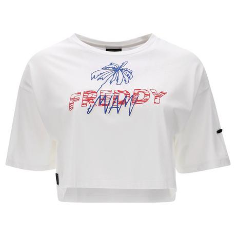 FREDDY T-Shirt Corta Maniche Corte con Stampa Palma  