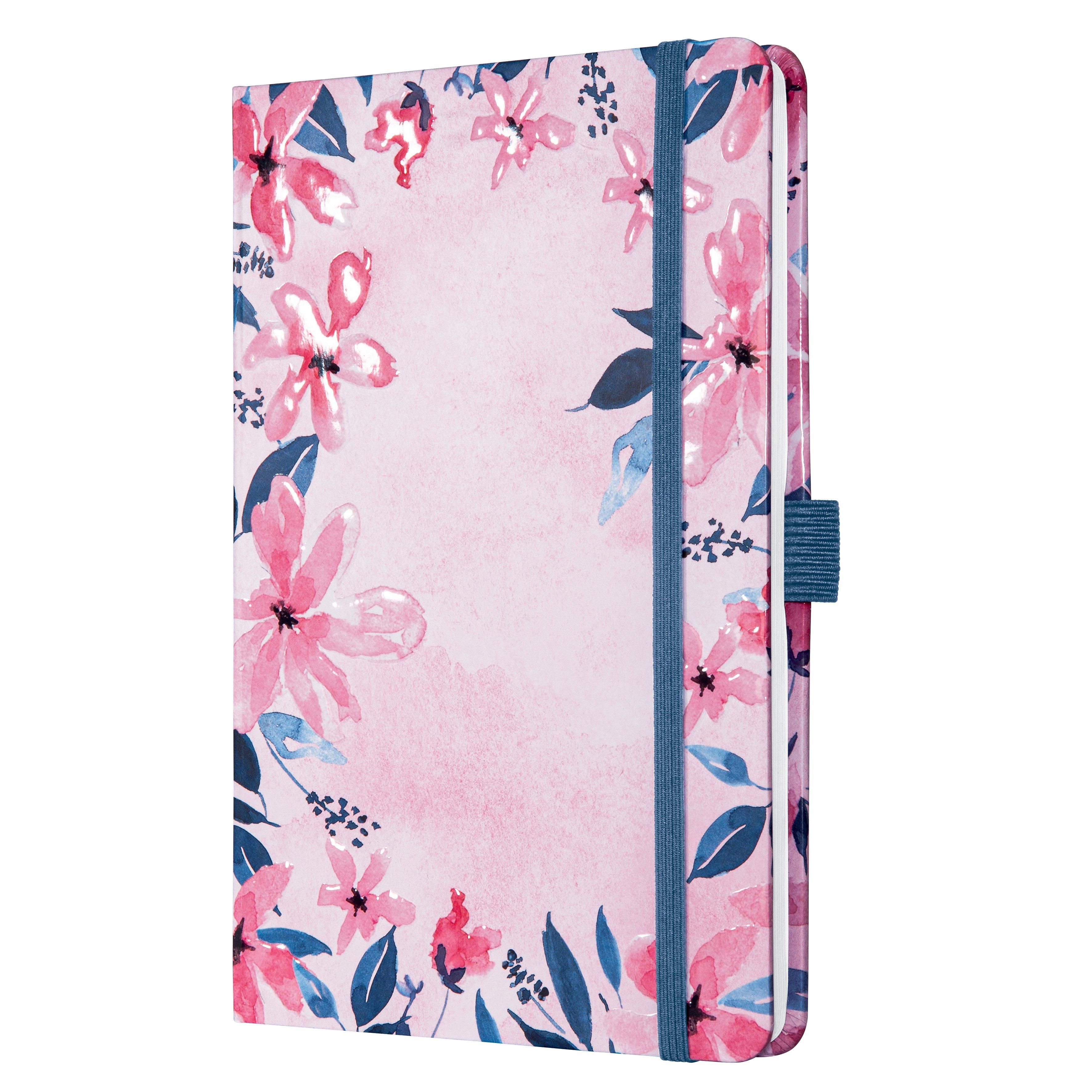 Sigel Taccuino Jolie - Loose Florals Pink - a righe - circa A5 - rosa - hardcover - certificazione FSC  