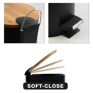 spirella Badezimmer Treteimer Stahl & Bambus ADONIS 3L Schwarz  