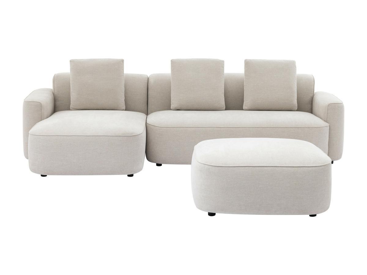 Vente-unique Ecksofa & Hocker - Ecke links - Strukturstoff - Beige - POMIANGO  