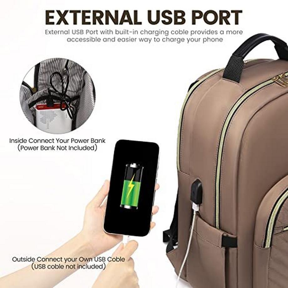 Only-bags.store Sac à Dos pour Ordinateur Portable 15.6 Pouces Sac à Dos Scolaire Étanche avec Compartiment pour Ordinateur Portable Port de Chargement USB  