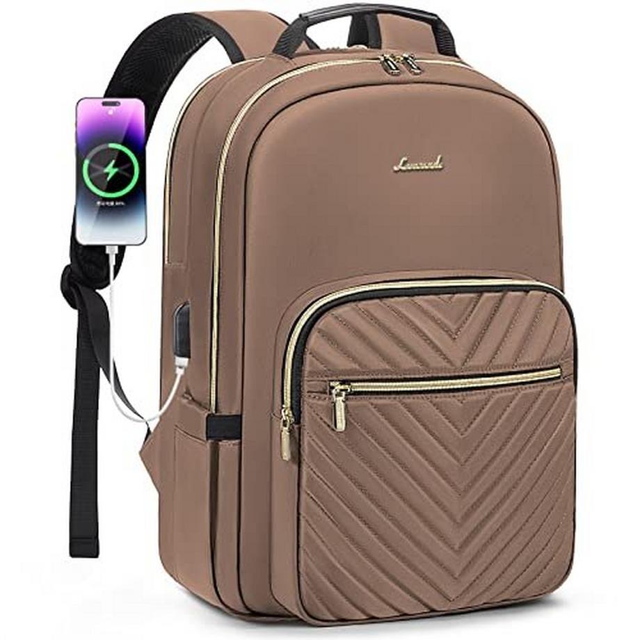 Sac à Dos, Sac à Dos pour Ordinateur Portable 15,6 Pouces Sac à Dos d'école étanche avec Compartiment pour Ordinateur Portable Port de Chargement USB élégant, Voyage d'affaires pour l'école pour Adolescents