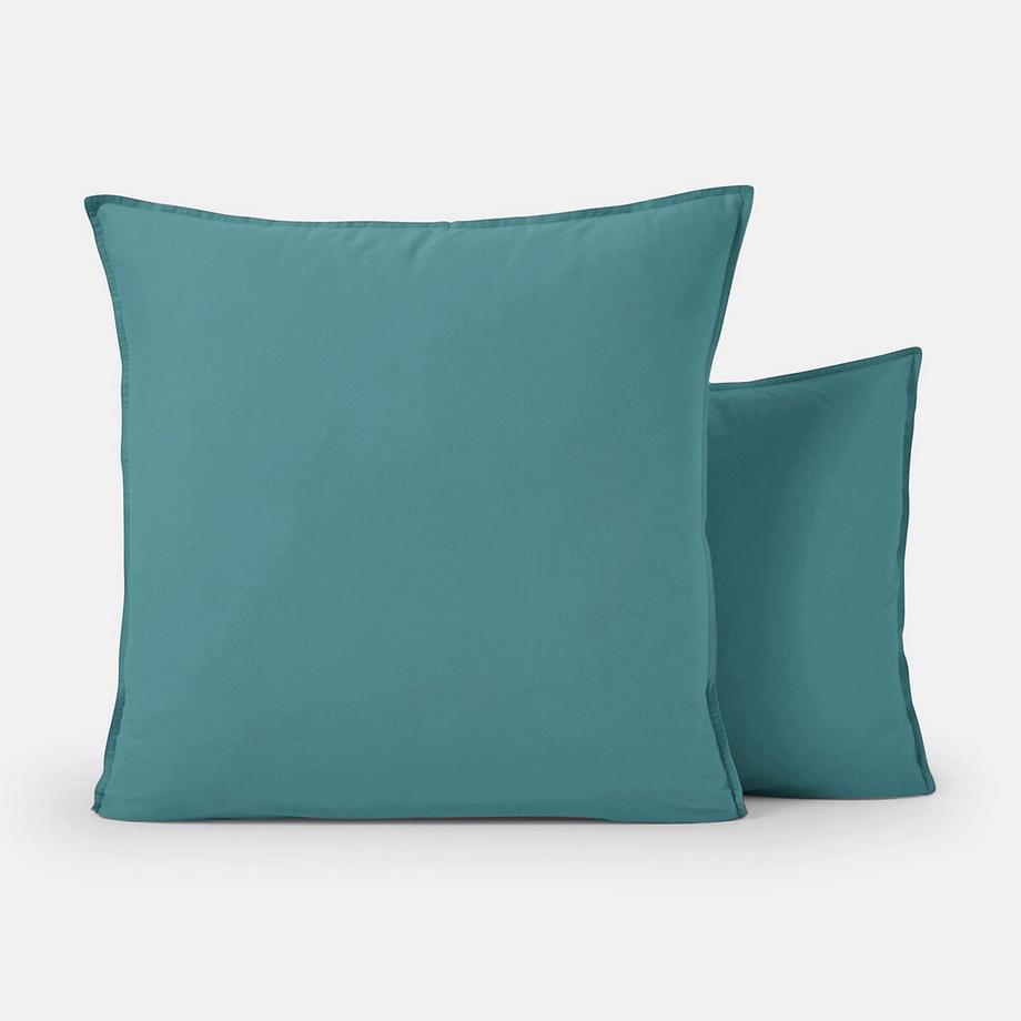 Taie d'oreiller enfant unie coton lavé