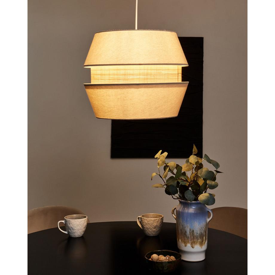 Beliani Lampe suspension en Lin synthétique  ATOYAC  
