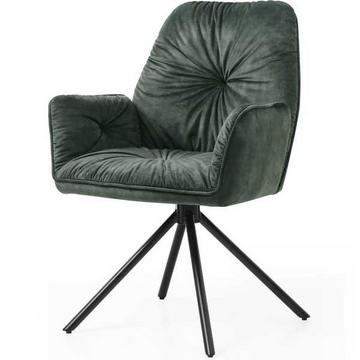 Fauteuil en velours velours avec fonction pivotante, vert foncé