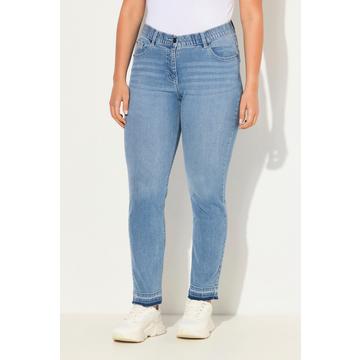 Jeans modello Sammy in tessuto elasticizzato con taglio della gamba aderente e orlo sfrangiato