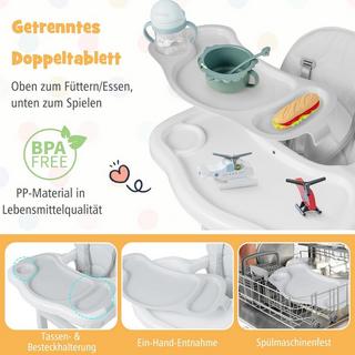 B2X  3 in 1 Babystuhl Hochstuhl & Essstuhl & Kindersitzgruppe 62 x 51 x 104 cm Grau 