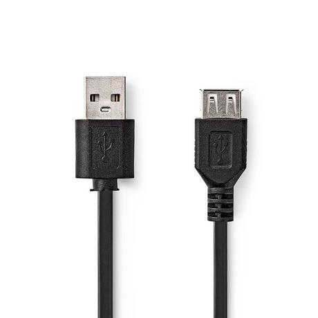 Nedis  Câble USB | USB 2.0 | USB-A mâle | USB-A femelle | 480 Mbps | Nickelé | 1.00 m | Rond | PVC | Noir | Boîte 
