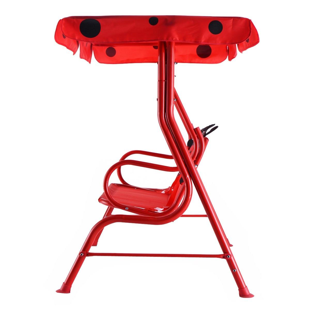 Northix Hollywoodschaukel 2-Sitzer Kinder Gartenschaukel Marienkäfer Rot 117 x 78 x 116 cm  