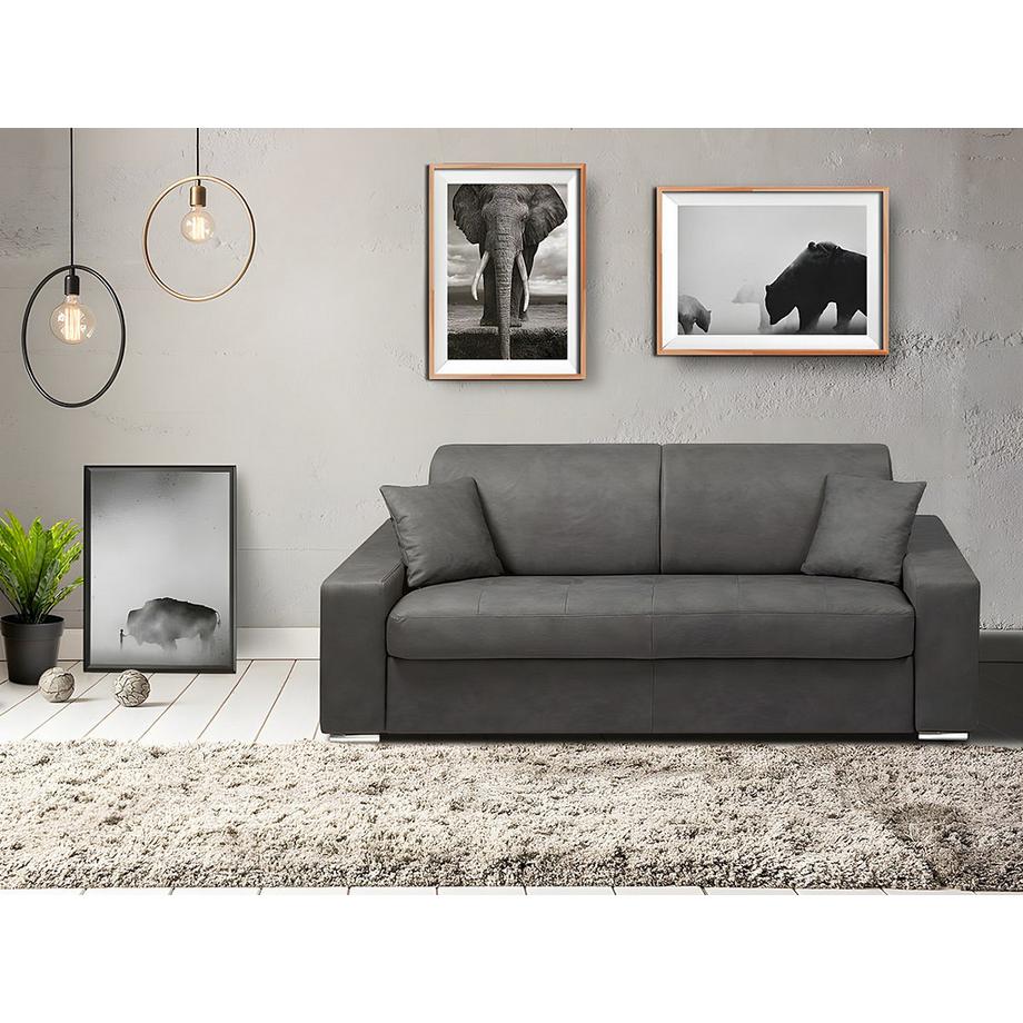 Vente-unique Schlafsofa 2Sitzer Stoff EMIR Liegefläche Matratzen  