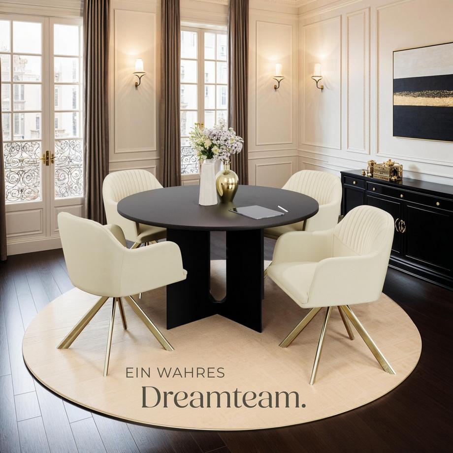 Tectake Samt-Drehstuhl Lona gepolstert mit durchgehender Lehne  