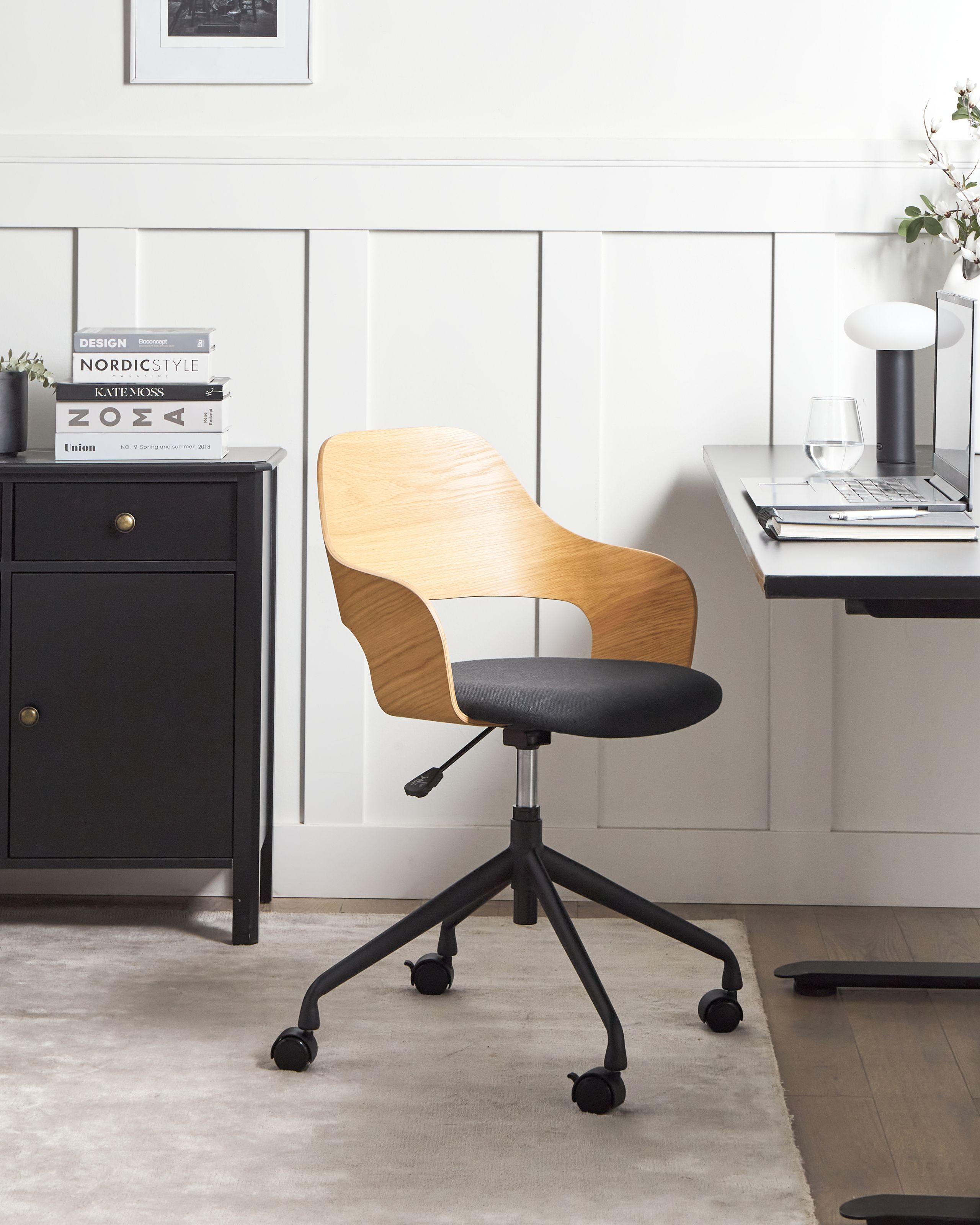 Beliani Chaise de bureau en Lin synthétique Rétro NOVATO  