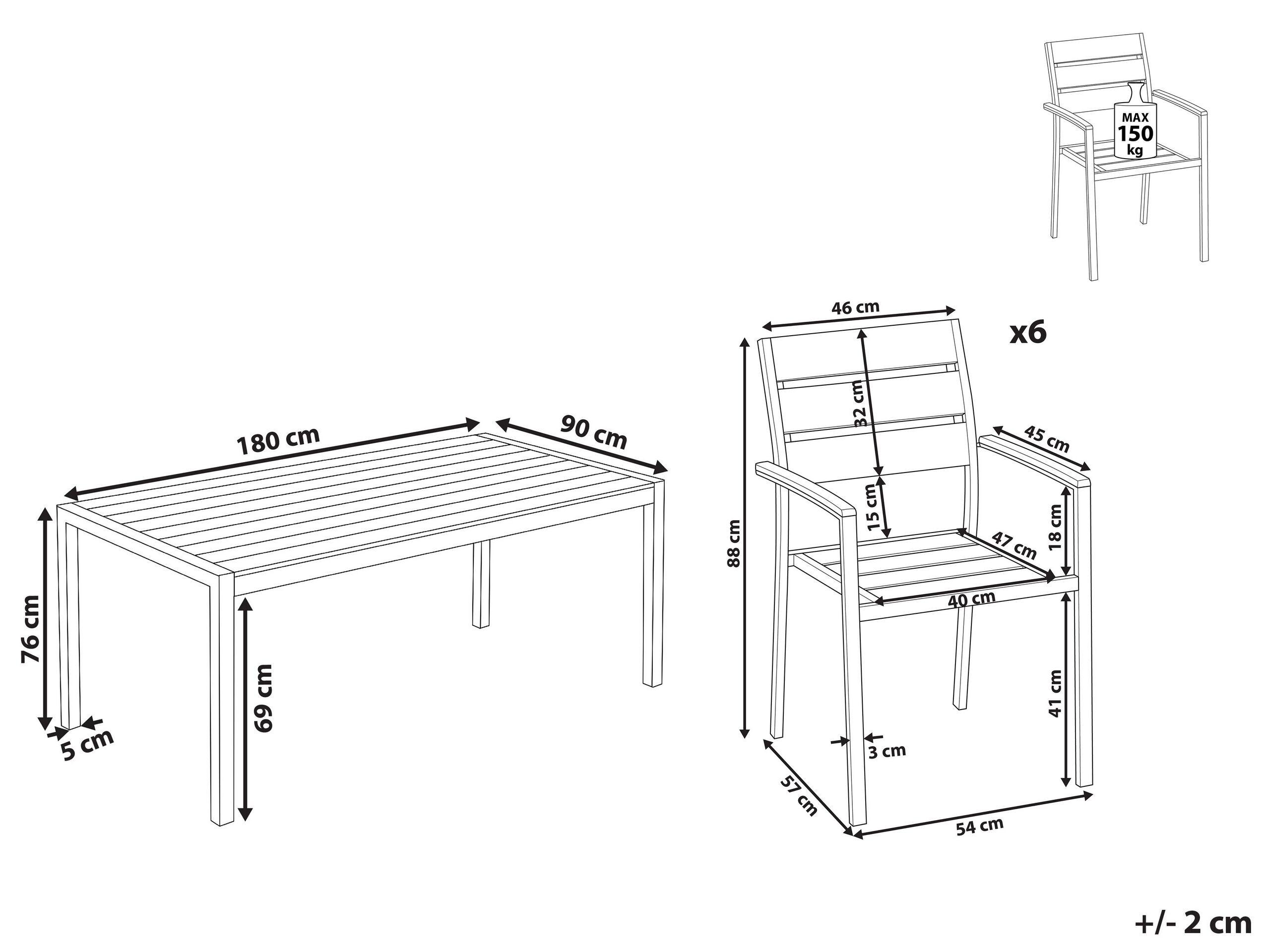 Beliani Ensemble de jardin en Bois synthétique Industriel VERNIO  