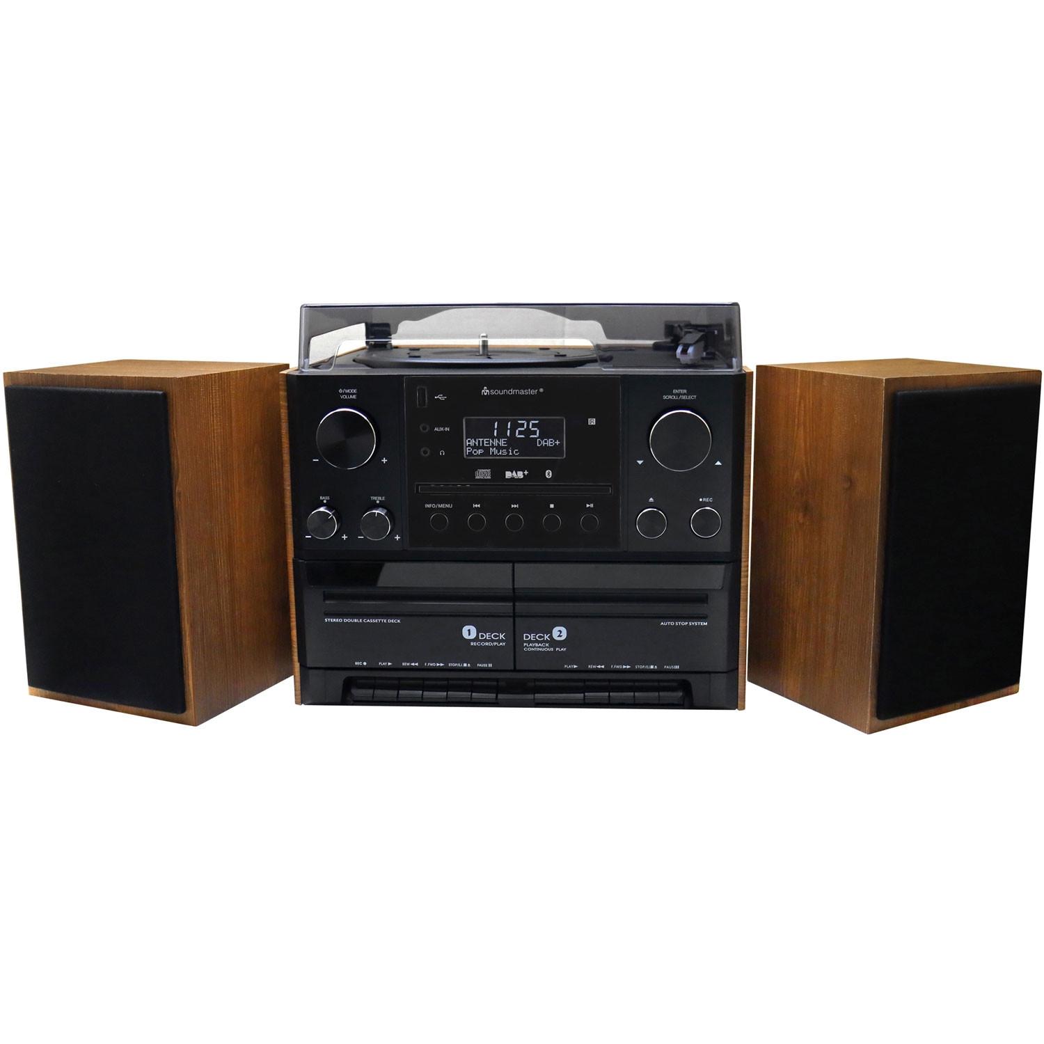 soundmaster  Centro musicale stereo MCD5600 con radio DAB+/FM, CD/MP3, giradischi, doppia cassetta, USB, Bluetooth 