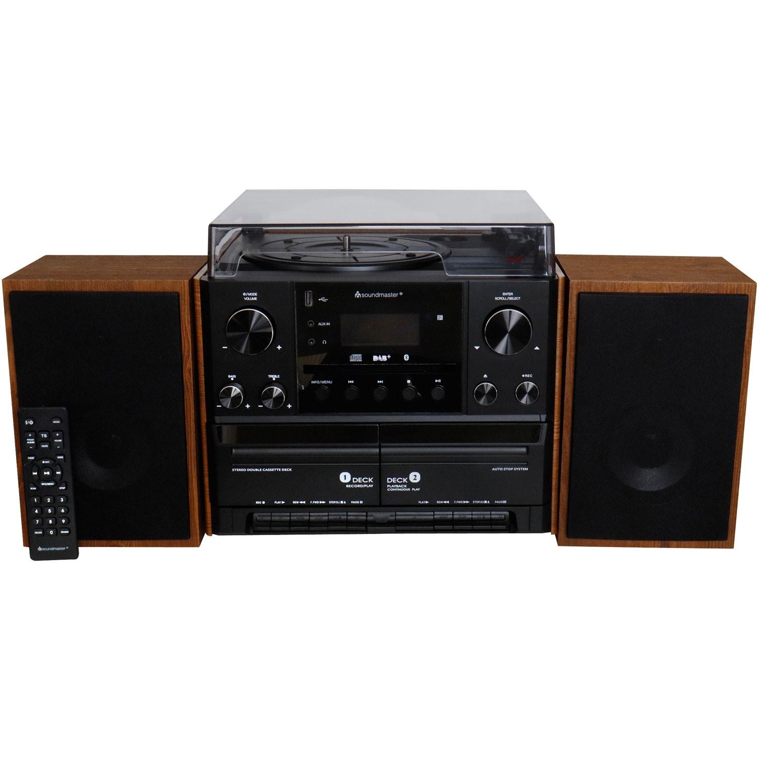 soundmaster  Centro musicale stereo MCD5600 con radio DAB+/FM, CD/MP3, giradischi, doppia cassetta, USB, Bluetooth 