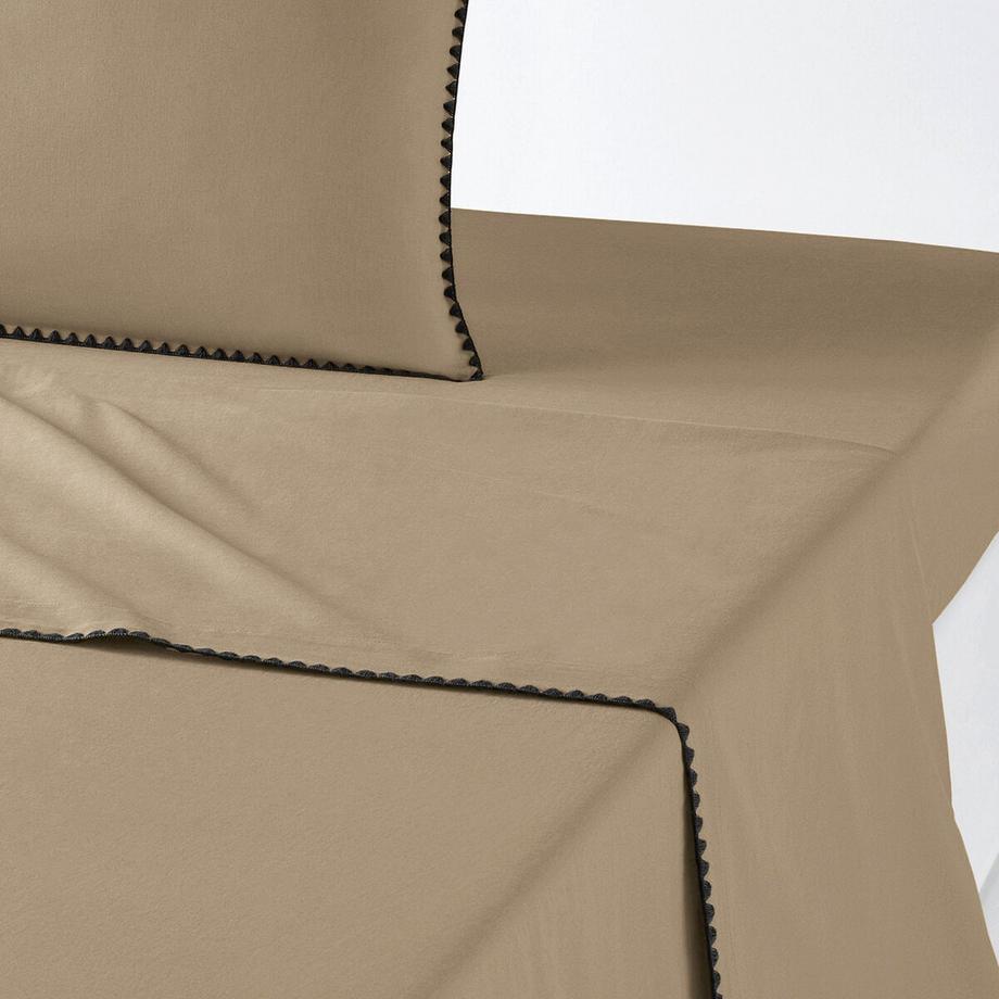 Drap plat uni en coton lavé