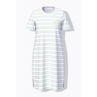 Ulla Popken Camicia da notte a righe scollo rotondo mezze maniche con taschino  