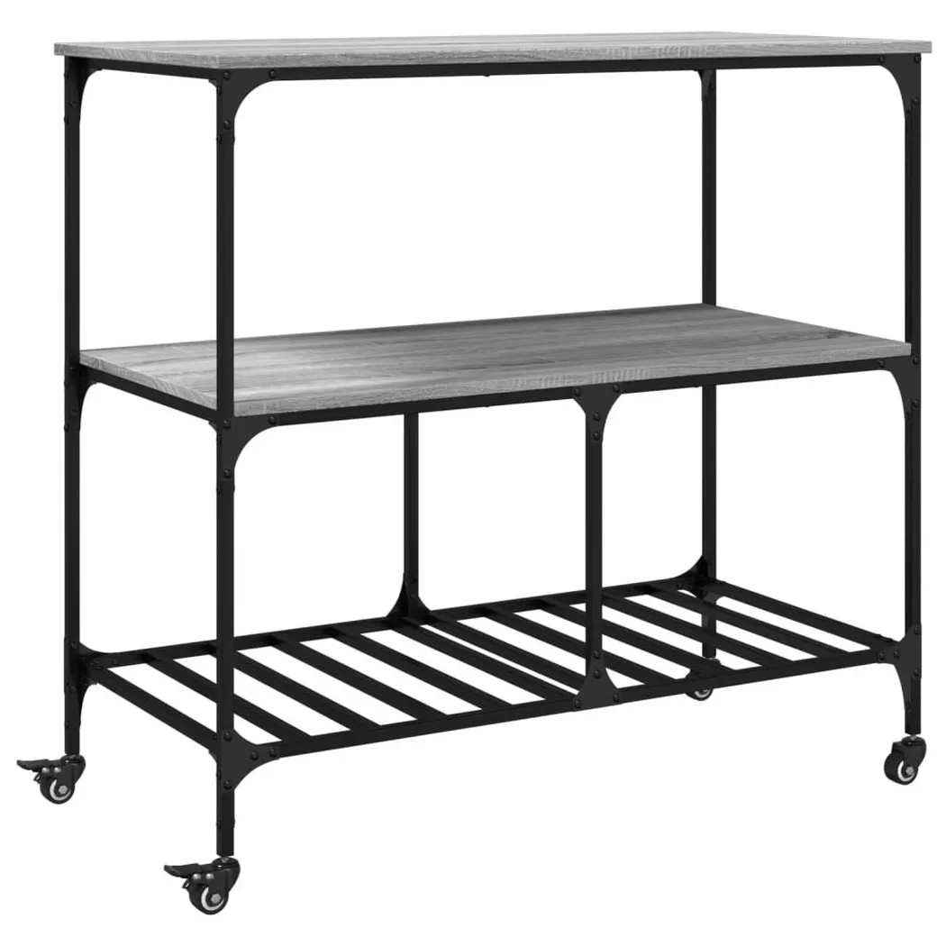 VidaXL - Chariot de cuisine bois d'ingénierie, One Size, Gris