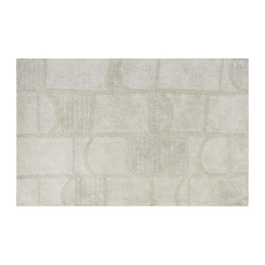 Vente-unique  Teppich - Relief-Optik - Baumwolle - handgefertigt - 160 x 230 cm - 1800 g/m2 - Elfenbeinfarben - HAZELA 