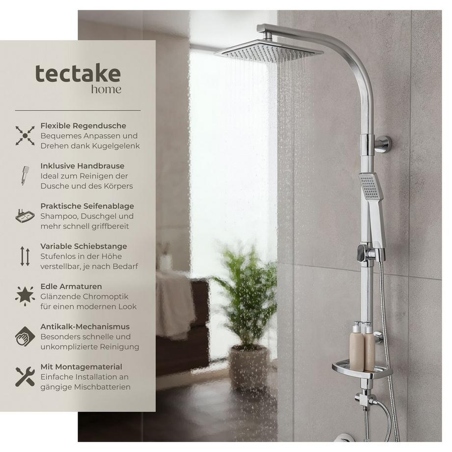 Tectake Sistema doccia a pioggia  Cromato  