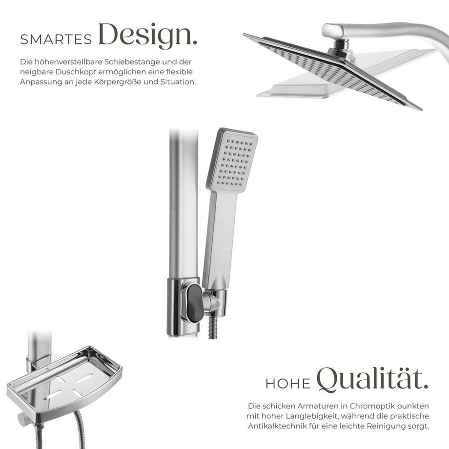 Tectake Sistema doccia a pioggia  Cromato  