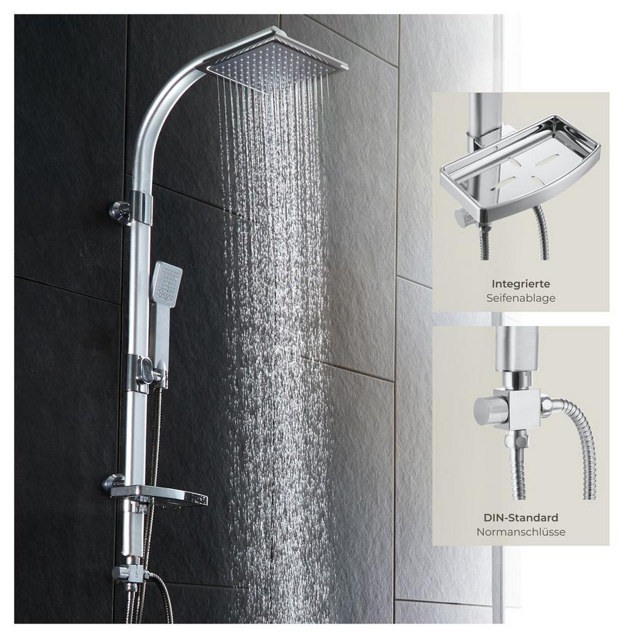 Tectake Sistema doccia a pioggia  Cromato  