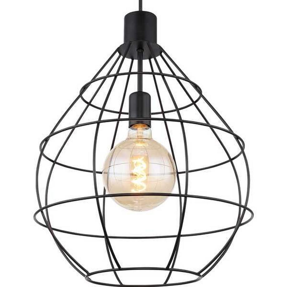 mutoni Lampe à suspension Edwin métal noir 1xE27  