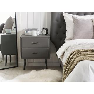 Beliani Table de nuit à 2 tiroirs en Cuir PU Traditionnel ESSONNE  