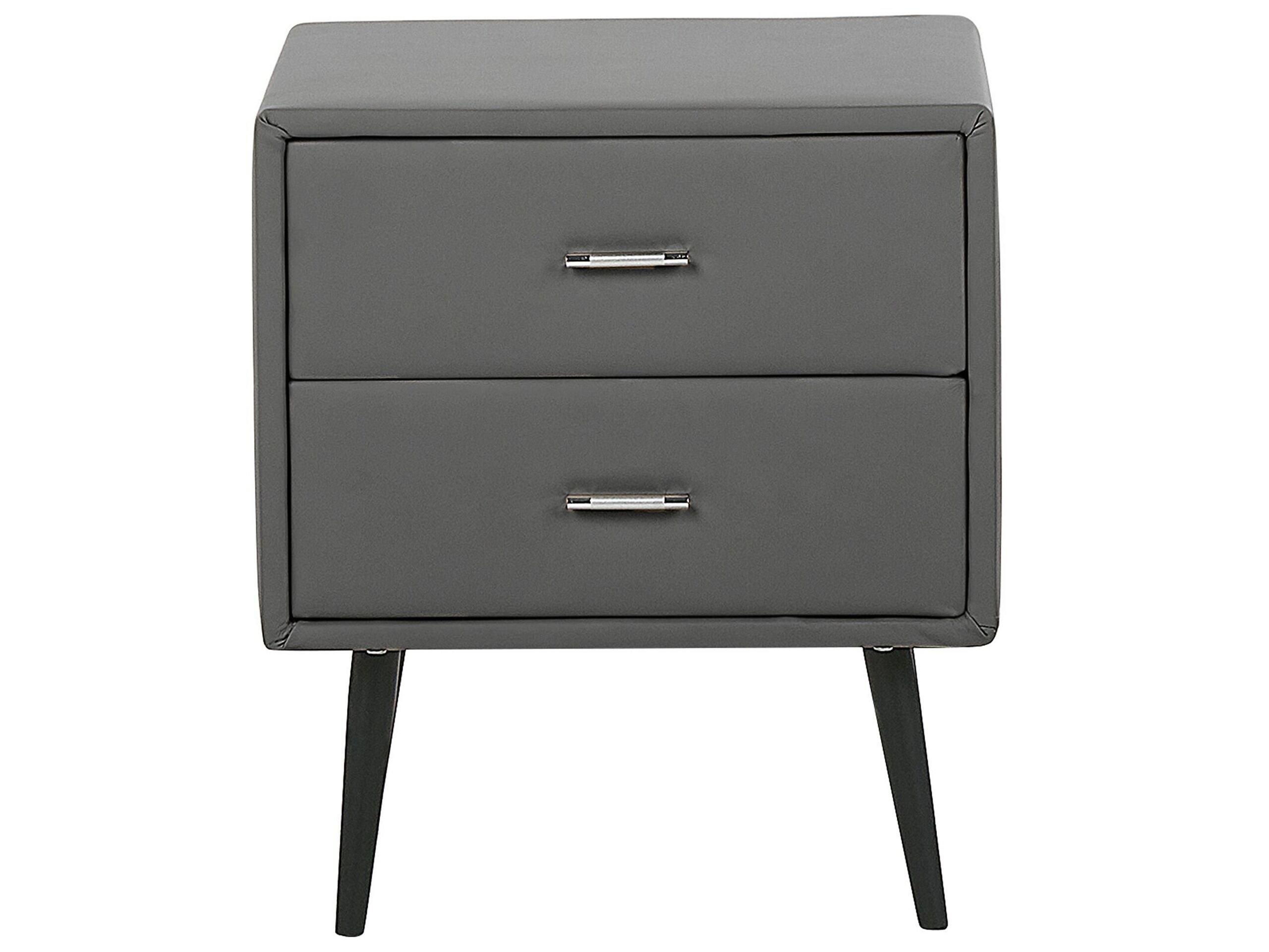 Beliani Table de nuit à 2 tiroirs en Cuir PU Traditionnel ESSONNE  