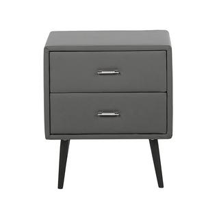 Beliani Table de nuit à 2 tiroirs en Cuir PU Traditionnel ESSONNE  