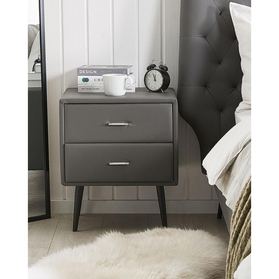 Beliani Comodino 2 cassetti en Pelle sintetica Classico ESSONNE  