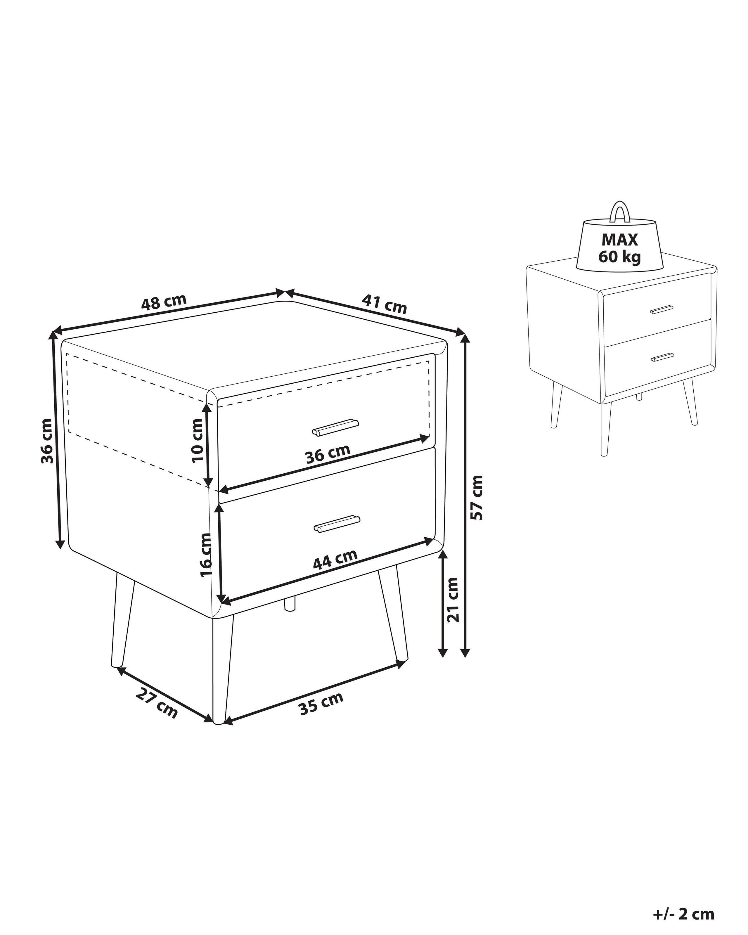 Beliani Table de nuit à 2 tiroirs en Cuir PU Traditionnel ESSONNE  