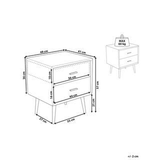Beliani Table de nuit à 2 tiroirs en Cuir PU Traditionnel ESSONNE  