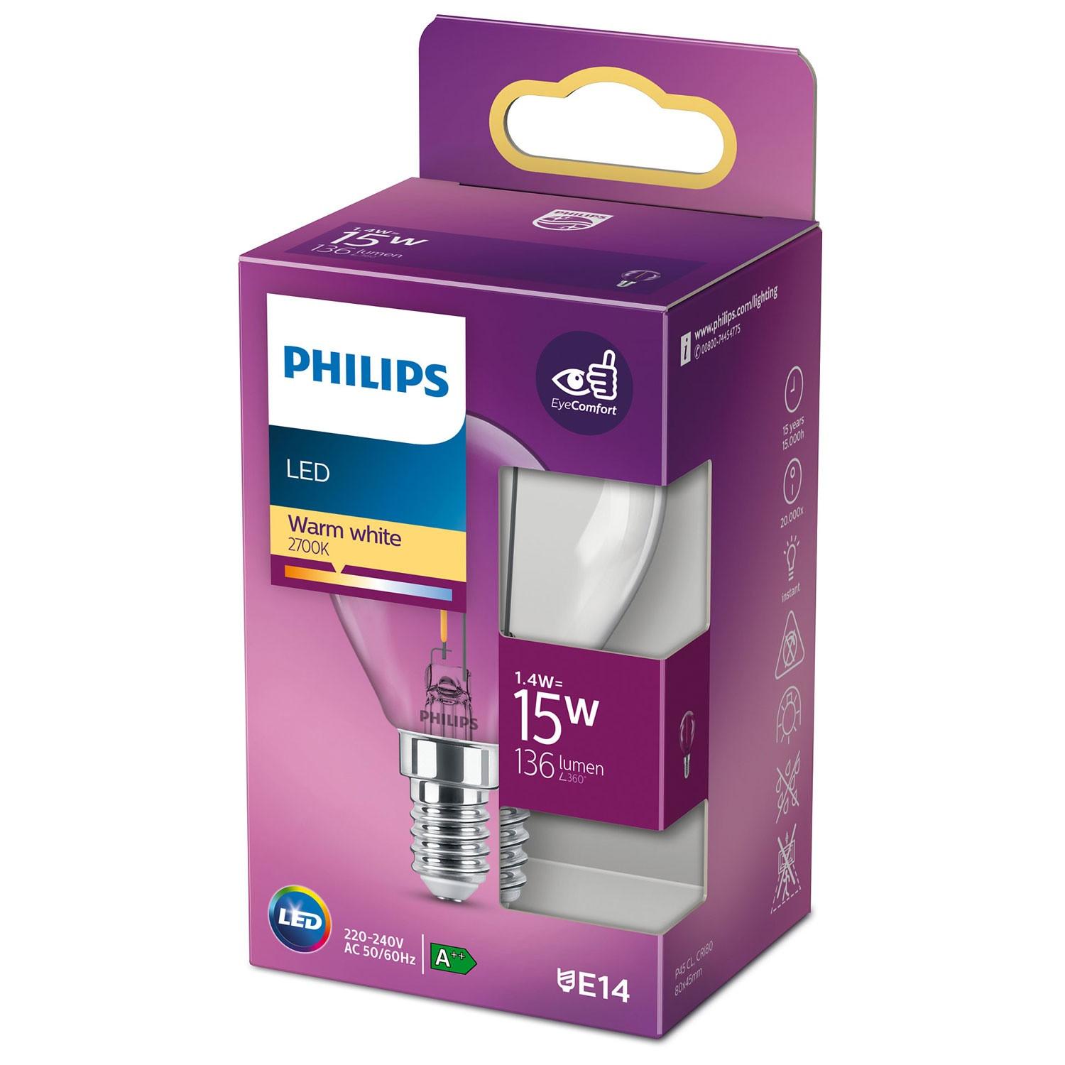 PHILIPS Globe LED E14 15W Transparent 136lm  