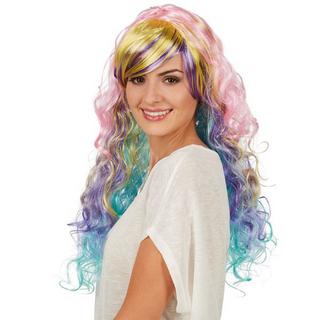 Tectake  Frauenperücke Locken Ombré Pastell 