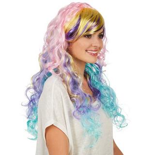 Tectake  Frauenperücke Locken Ombré Pastell 