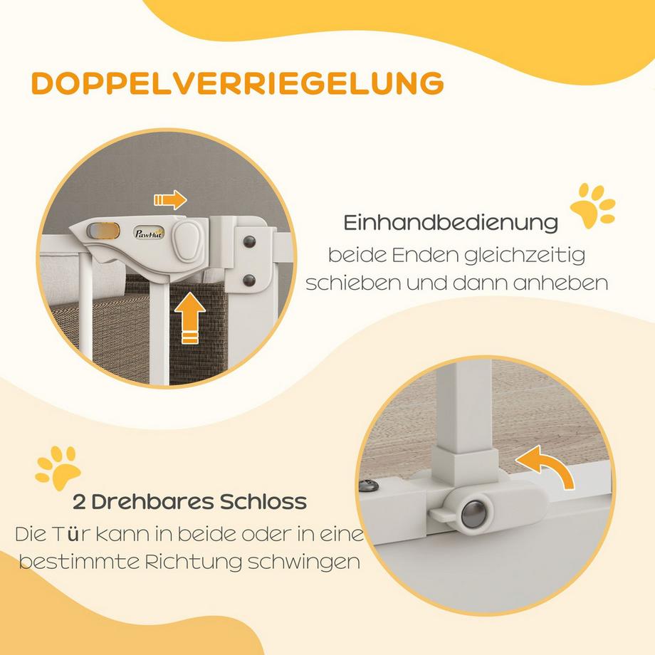Northio  Türschutzgitter Hunde, Absperrgitter, 74-80 cm, Treppenschutzgitter für Haustier, Hundegitter, Schutzgitter ohne Bohren, Metall, Kunststoff, Weiß 