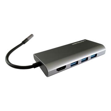LC-HUB-C-MULTI-5 Notebook-Dockingstation & Portreplikator Kabelgebunden USB 3.2 Gen 1 (3.1 Gen 1) Type-C Anthrazit, Schwarz